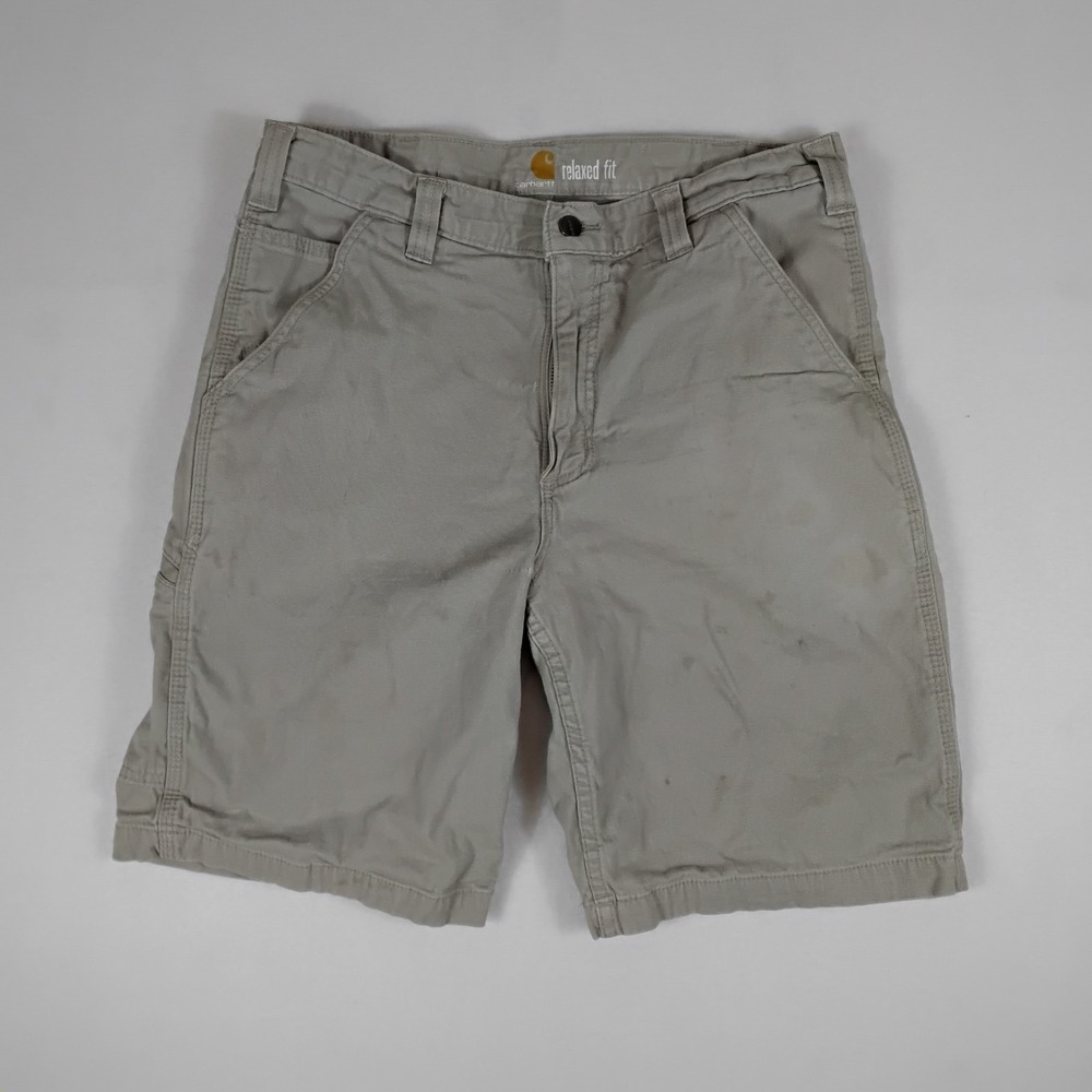 Carhartt Relaxed Fit Cargo Shorts Mens 34 Tan Khaki Canvas Workwear Utility